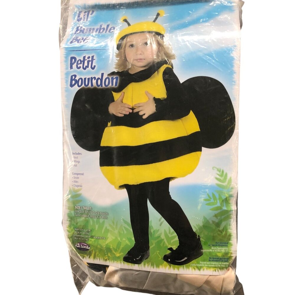 Baby BumbleBee Costume One Size 18-24M 12-18M Petit Bourdon With‎ Wings Yellow